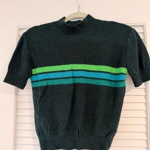 Free People Sweater with Green and Blue Stripes